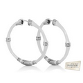 Lauren G. Adams Bamboo Hoop Earrings (White & Silver)